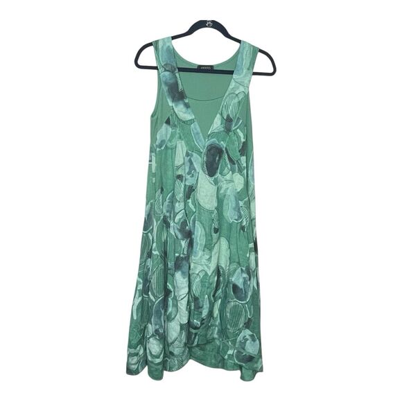 Avolto Green Placket Front Flax Linen Olive Print Maxi Dress Made In Italy Small - Picture 8 of 8